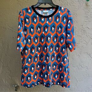 Dries Van Noten Blue & Orange Geometric Skirt